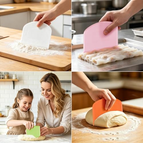 Flexible Dough Scraper & Cutter Set, 5-Piece Bench & Bowl Scrapers
