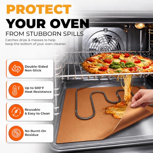 Oven Liners for Bottom of Oven - 17"x 25" Large Heavy Duty Non-Stick 2 Pack - color: Copper, size: 2 Pack (17" x 25")