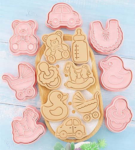 8pcs Cute Baby Shower Cookie Cutters,Newborn party Cookie Stamps (Baby) - color: Baby