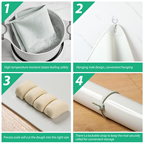 Silicone Pastry Non Stick Baking Mat 32"*24" Dough Rolling Edge Heightening - color: Light Grey, size: 32"L x 24"W
