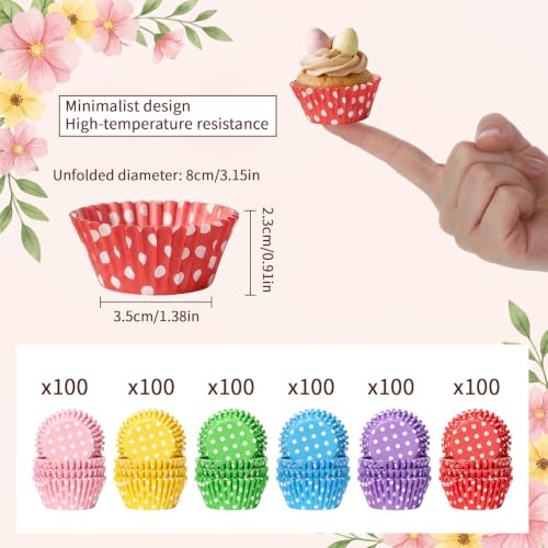 600 Pcs Mini Cupcake Liner Small Candy Cups Confetti Sprinkle Cupcake Liners Baking Cups Paper Baking Cupcakes Liner for Birthday Party Cake Decoration