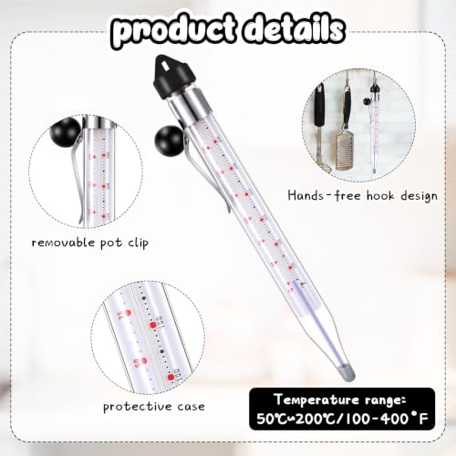 Photect 1 Pcs Candy Thermometer with Pot Clip 8", Black - color: Black