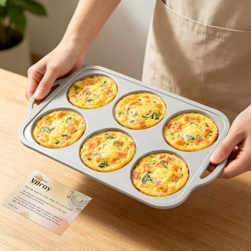 4 Inch Jumbo Silicone Muffin Top Pan with Frame Non Stick Egg Mold Baking - color: Light Grey
