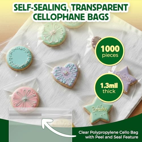 Seal Fresh Self Sealing Cellophane Bags - 5" x 7" (1000 Count) - Clear Plastic Resealable Cello Bag - Cellophane Treat Bags, Cookie Bags for Packaging, Candy bags, Cello Bags, Pastry Bags - size: 5" x 7"