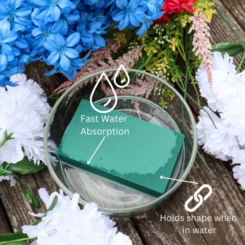 FLOFARE Pack of 3 Floral Foam Blocks Each (6"L x 3"W x 1.75"H) Green Wet & Dry Flower Foam for Fresh & Artificial Flower Arrangement, Plant Foam, Florist Supplies for DIYs, Arts, Crafts & Weddings - size: Pack of 3