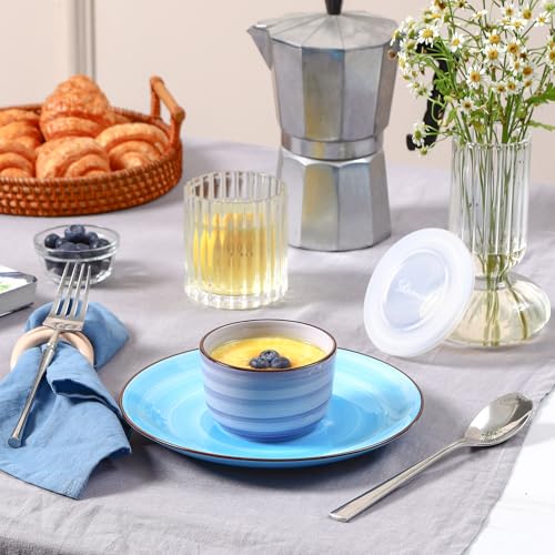 Selamica Ramekins with Lids 8 oz, Set of 6, Gradient Blue - color: Gradient Blue, size: 8 Oz