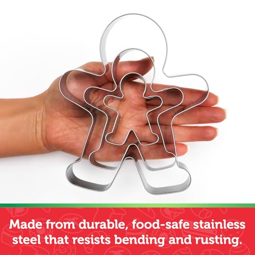 Gingerbread Man Cookie Cutter Set (Gingerbread Man 3 Piece), Premium Food-Grade Stainless Steel, Dishwasher Safe - color: Gingerbread Man, size: 3