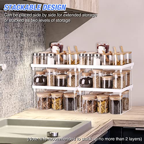 NiHome 4-Pack Stackable Plastic Kitchen Storage Shelf Foldable Rack, White - size: 4-Pack
