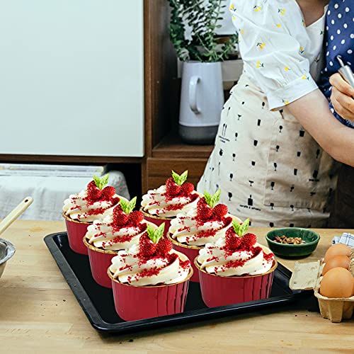 LNYZQUS 100 Pack Cupcake Liners with Dome Lids, 5oz Mini Baking Cups - color: Red Gold, size: 100 Pack