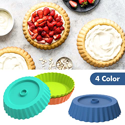 Webake Silicone Quiche Pan, 8pcs Fluted Tart Pans 5 Inch Round Baking Molds Small Maryann Cake Pans for Baking - Multicolor - size: Quiche