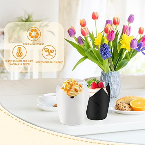 Baking Cups 100Count Cupcake Liners Standard Tulip Baking Paper Cupcake Greaseproof Muffin Liners for Wedding Birthday Christmas Party Baby Shower Anniversaries All Festivals, Black