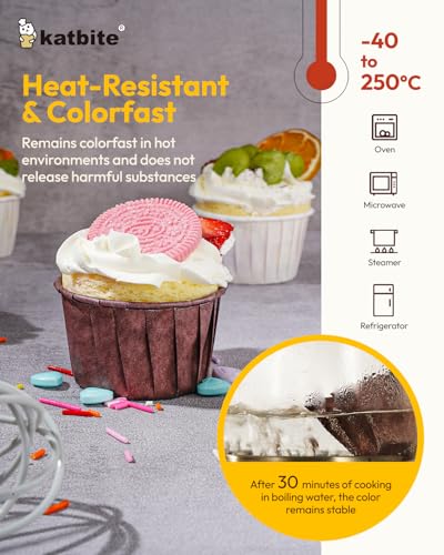Katbite Parchment Cupcake Liners 150PCS, Standard Size Muffin Baking Liners - color: White-brown-coffee