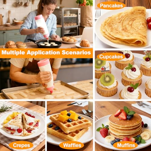Pancake Batter Dispenser Bottle Kit (Pink) - color: Pink