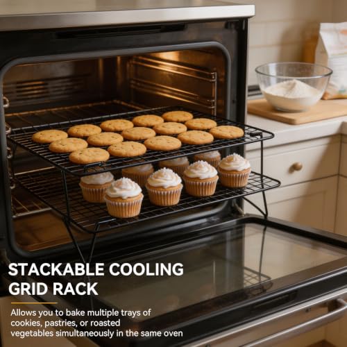 Cooling Racks for Baking, Baking Racks with Collapsible Legs Nonstick Stackable Cookie Cooling Folding Roasting Wire for Cooking Roasting Drying Grilling