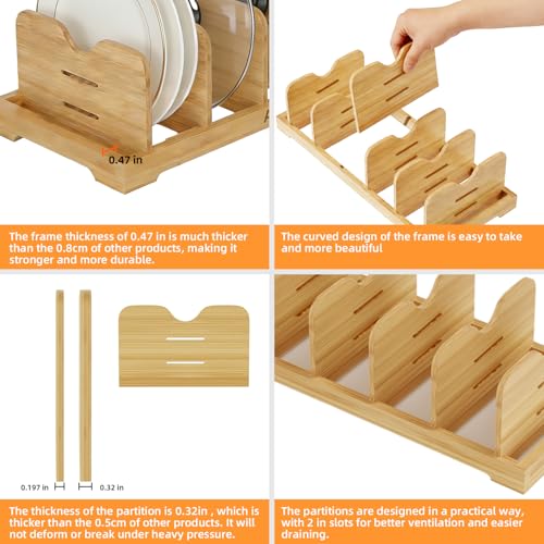 Pots and Pans Organizer Under Cabinet, Cutting Board/Baking Sheets Storage Rack, Adjustable Bamboo Pot Lid Holder, Pot Lid Organizer Inside Cabinet, Pot and Pan Organizers(Natural) - size: 40