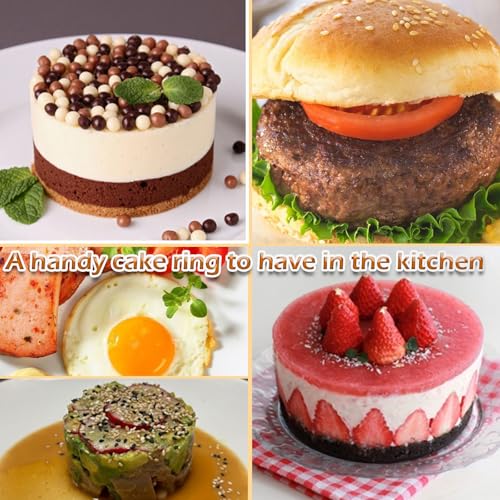 Round Cake Ring Molds, 4 inch Stainless Steel Food Rings Dessert Mousse Cooking Rings Mold Extra High 6cm with Pushers (Include 4 Rings & 2 Pushers) - size: Extra High 4-inch-6pcs