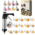 Cookie Press Gun Black - Spritz Cookie Press Kit with 13 Discs & 8 Piping Tips | Perfect for Thanksgiving Christmas, Baking & Cake Decorating