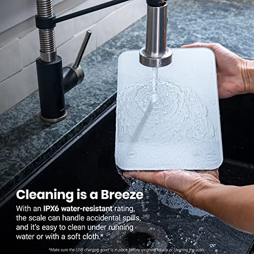Etekcity 22lb Food Kitchen Scale, USB Rechargeable, IPX6 Waterproof - color: Achromatic White