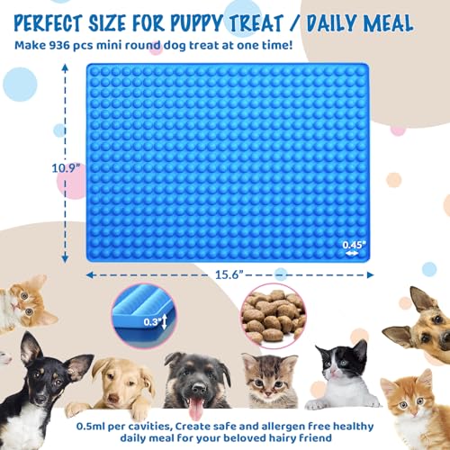 HKNMTT Mini Round Silicone Molds, 936 Cavities Semi Sphere Baking Moulds for Dog Treats Chocolate Chip Candy Gummy Freezer Oven Safe Homemade BPA Free Food Grade 2 PCS 0.02 Oz Cavity - style: 0.45" Semi Sphere 2PCS