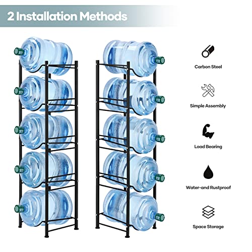 MOOACE 5 Gallon Water Jug Holder, 5 Tier Water Cooler Jug Rack, Black - color: Black, size: 5-Tier