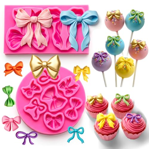 Bow Chocolate Silicone Molds, 9 Cavities Bowknot Coquette Fondant Mold - style: Bow-9 Cavities