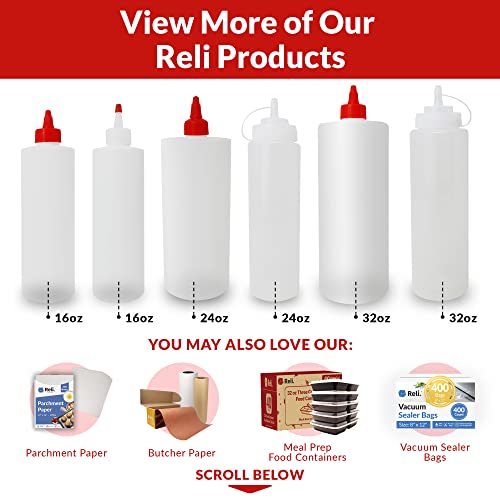 Reli. Plastic Squeeze Bottles, 16 oz. | 8 Pack | Condiment Squeeze Bottles