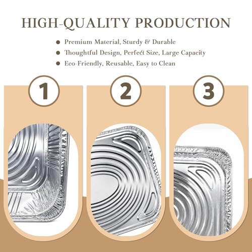 9x13 Aluminum Foil Pans 30pack, Disposable Half Size Tin Pans for Cooking - size: 9 x 13 without lids