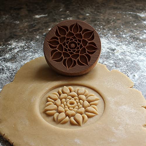 Large Wood Cookie Stamp, 3.1 inch (Lotus Mandala CS8-003) - color: Lotus Mandala CS8-003