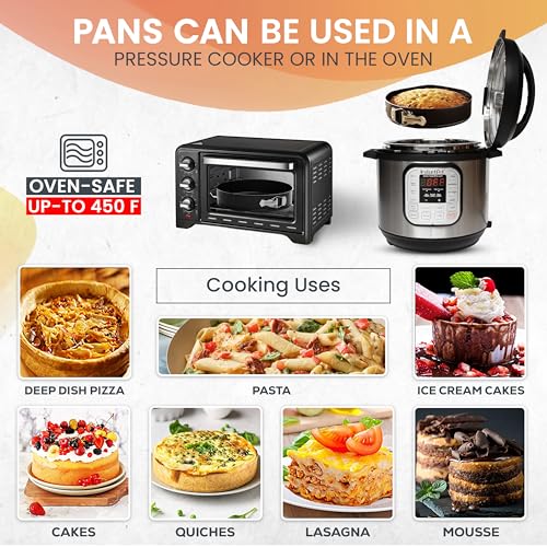 RFAQK 9 Inch Springform Pan Nonstick Leakproof - Spring Form Pan for Cheesecake with Removable Bottom, Include Spatula & 50pcs Parchment Paper, Recipe E-Book - Ideal for Baking Cakes, Pizzas, & More! - size: 9-Inch