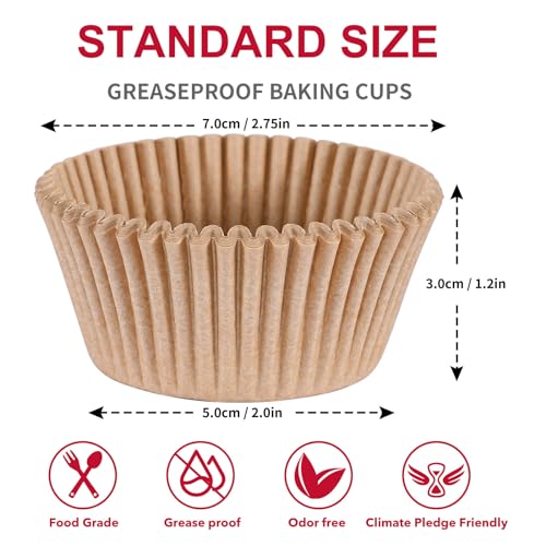 Caperci 300pcs Standard Cupcake Liners for Baking, Paper Muffin Liners Cups - color: Natural, size: Standard - 300 Count