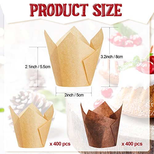 Potchen 800 Pcs Tulip Cupcake Muffin Liners,Solid,Classic Style - color: Solid, style: Classic Style