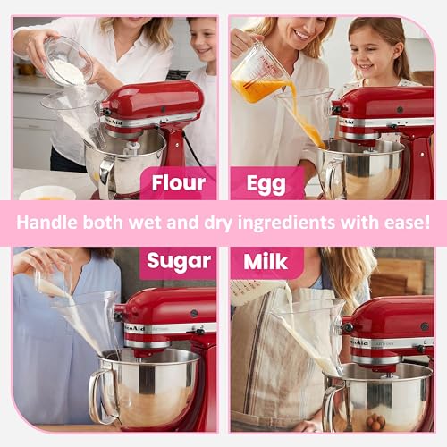 LUVCOSY Transparent Flour Funnel for KitchenAid Stand Mixer | See-Through Flour Funnel for Mess-Free Pouring | Design for Clear Visibility | Dishwasher Safe | Baking Gift for Mother's Day