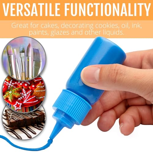 Free Hand Small Squeeze Bottles with Needle Tip - 30 Pack Precision Paint Squeeze, Fine Tip Applicator Bottles (15 x 1 oz & 15 x 2 oz) for Acrylic Paint, Royal Icing, Cookie Decorating, Crafts - size: 30
