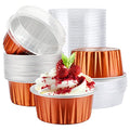 EUSOAR Foil Baking Cups, 30pcs 5oz Disposable Aluminum Foil Cups Cupcake Containers Wrappers with Lids, Dessert Cups with Lids Mini Aluminum Cheesecake Pan Creme Brulee Ramekins-Caramel - color: Caramel, size: 30pcs