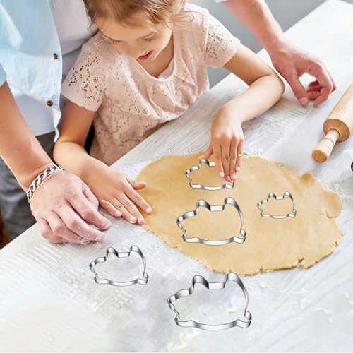 5 PCS Pig Cookie Cutters Set, Stainless Steel Piggy Farm Pig Shaped Cookie Cutter Biscuit Cutters Molds Baking Molds for DIY Crafts Farm Animal Theme Party Homemade Treats Baking - color: Pig
