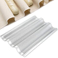 AYCCNH Stainless Steel Perforated French Baguette Bread Pan 3 Waves Toaster Oven Baking Tray (15"x10") with Large Bread Proofing Cloth (17.7" x 30.3") - size: 1 Steel Pan & Cloth