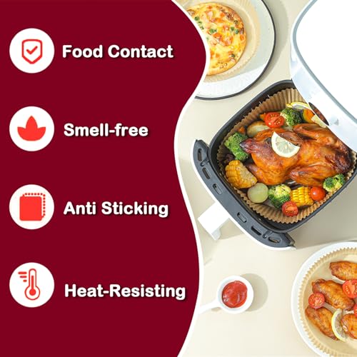 Air Fryer Liners for Ninja, 4qt Airfryer Liners Round for Ninja AF101/ AF150AMZ / AF161 Max XL Air Fryer, Air Fryer Paper Liners for 4-8QT Basket, Non-stick Air Fryer Parchment Paper Liners, 225PCS - size: Round-8"