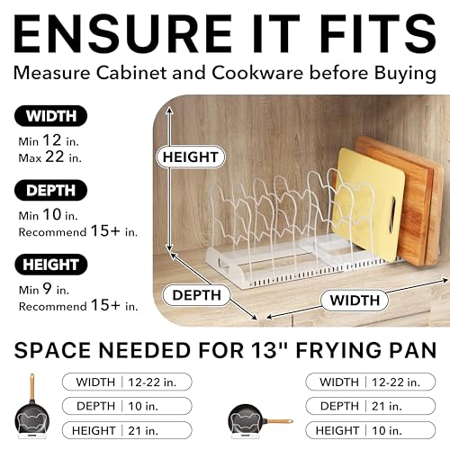 Simple Houseware Expandable Pan Rack 10 Adjustable Compartments, White - color: White, size: 10 Compartments