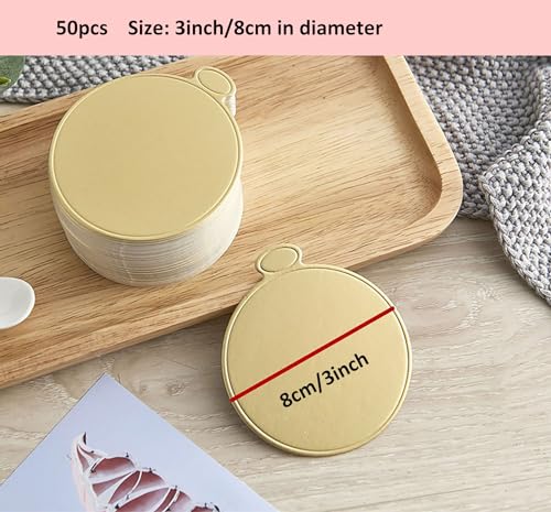 YYaaloa 3.15 Inch Mini Round Golden Cake Boards Mousse Cupcake Base Paper Plates Circle Dessert Board Circle Base for Cake DIY, Baking Dessert Party Wedding Birthday (Round, 50pcs) - color: Round, size: 50pcs