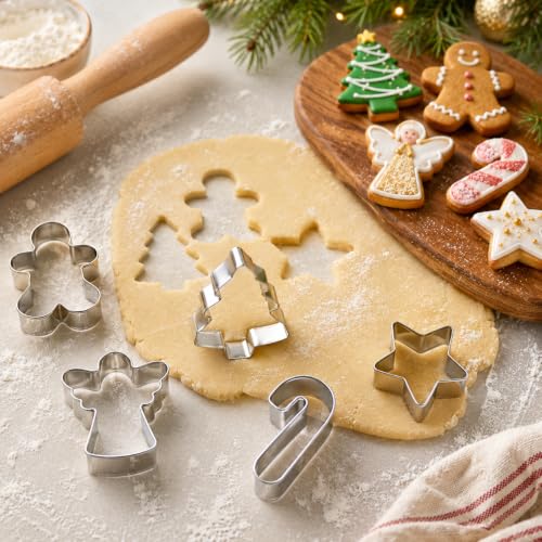 Mini Christmas Cookie Cutters, Metal Holiday Shapes, 15-Piece Set - style: mini christmas cookie cutter set