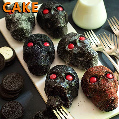 Sakolla Large Skull Cake Pan Silicone Mold, 2 Pack 6 Cavity Halloween Skull Cakelet Chocolate Molds Candy Pizza Baking Molds Handmade Soap Tray - size: Skull Shape Cake Molds/2 Pcs