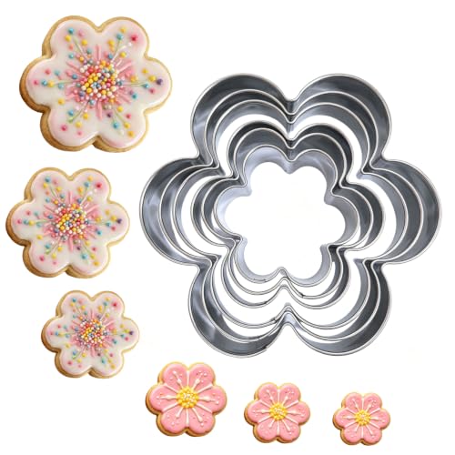 Flower Cookie Cutter Set - 6Pcs Flower Shaped Cookie Cutter, Stainless Steel Cookie Cutters, Baking Tool for Homemaking Cookie, Cake, Fruit, Sandwiches - color: D