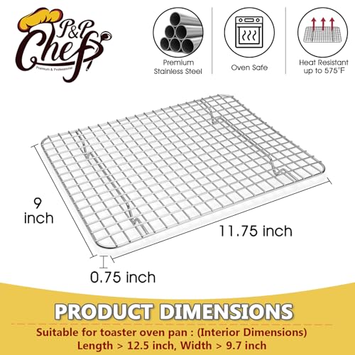 P&P CHEF 11.75 Inch Stainless Steel Cooling Baking Rack Set of 2 - size: 11.75 Inch