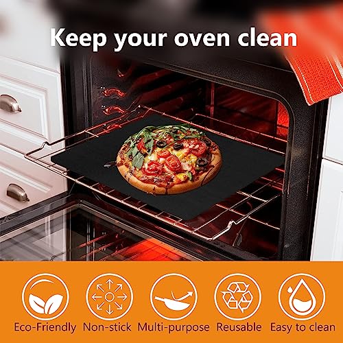 UBeesize 2 Pack Thickened Oven Liners for Bottom of Oven BPA & PFOA Free, Reusable 16x24 Inch Heavy Duty Non Stick Teflon Oven Mats, Fit Electric Gas Toaster Convection Microwave Ovens Grills - color: Black, size: 24"L x 16"W, style: 2 Pack