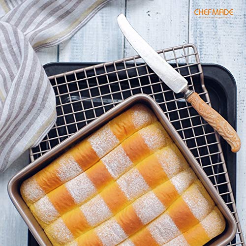 CHEFMADE Square Cake Pan, 8-Inch Deep Dish with Removable Loose Bottom Non-Stick Square Bakeware for Oven Baking (Champagne Gold) - size: 8" Square 2 Part