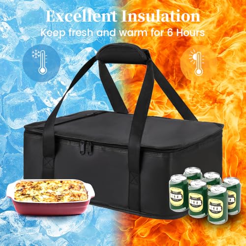 Bodaon Insulated Casserole Carrier Bag for Hot or Cold Food Transport Black - color: Black