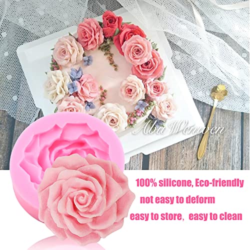 ZiXiang Bloom Rose Flower Silicone Mold Peony Flower Fondant Molds Set Of 3 - color: Style A