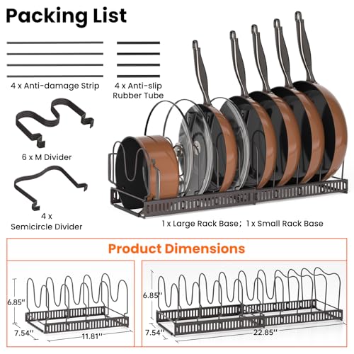 MUDEELA Expandable Pot Pan Lid Organizers inside Cabinet, 10 Divider-Bronze - color: Bronze, size: 10 Dividers