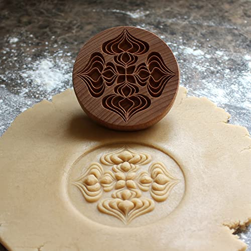 Large Wood Cookie Stamp, 3.1 inch (Lotus Buds CS8-001) - color: Lotus Buds CS8-001