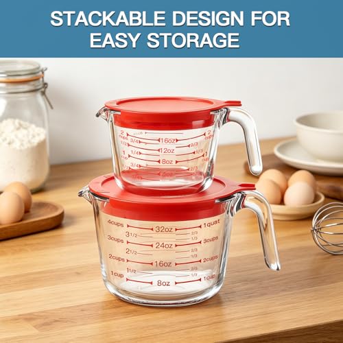 4 Pieces Glass Measuring Cups Set